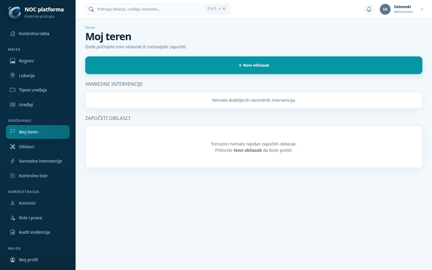Moj teren iz ugla administratora