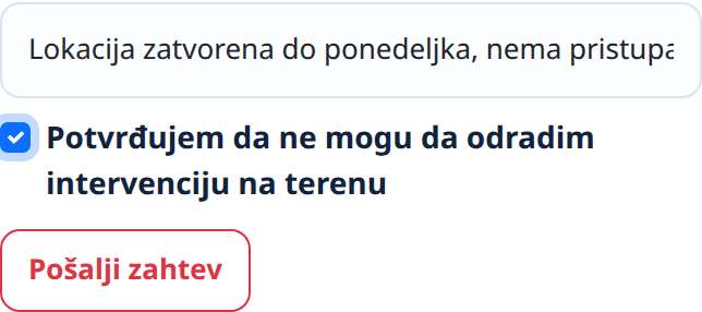 Zahtev za nemoguć izlazak na intervenciju