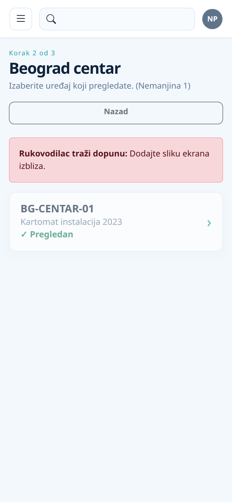 Komentar rukovodioca na strani lokacije